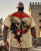 Kissing Skulls Herren-T-Shirt in Übergröße, kurzärmelig